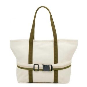 Camuto DSW Exclusive Canvas Tote with Travel Band Ivory/Green